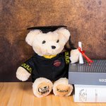 Personalised Cute Graduation Teddy Bear Plush Toy with Name and School Badge Graduation Gift for Class of 2025 Graduates