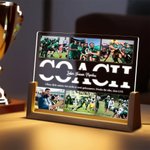 Personalisiertes 6 Foto-Collage Fußball Team Acryl LED-Nachtlicht mit Text Holzsockel Tischdeko Dankeschön Geburtstag Geschenk für Trainer Sportfans