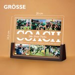 Personalisiertes 6 Foto-Collage Fußball Team Acryl LED-Nachtlicht mit Text Holzsockel Tischdeko Dankeschön Geburtstag Geschenk für Trainer Sportfans