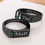Personalizado 1-6 Birthstones Hombres Anillo con texto grabado Joyería de la Familia Día del Padre Cumpleaños Regalo para Papá Abuelo
