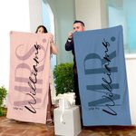 Juego de 2 toallas de playa personalizadas con el apellido de los recién casados, para luna de miel, viaje de novios y boda