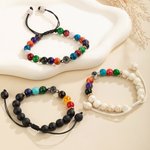 Personalised Micro-carved Photo Projection Adjustable Beaded Bracelet Dainty Jewellery Anniversary Birthday Gift for Family Friend