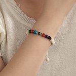 Personalised Micro-carved Photo Projection Adjustable Beaded Bracelet Dainty Jewellery Anniversary Birthday Gift for Family Friend