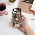 Personalized Butterfly Bookshelf Cartoon Reading Character Phone Case for iPhone or Samsung with Name Birthday Anniversary Gift for Family Friend