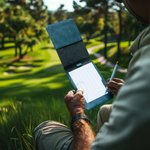 Gepersonaliseerd golf speler silhouet initiaal lederen scorekaart houder met naam Competitie Training accessoires Verjaardagscadeau voor Coach Golf liefhebbers