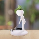 Personalized Anthropomorphic 3D Golf Succulent Planter with Name Home Decor Birthday Gift for Golf Lovers Players