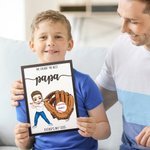 Personalized We Caught The Best Cartoon Baseball Character Wooden Plaque Frame with 1-8 Names Home Decor Father's Day Gift for Dad Grandpa