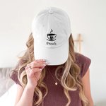 Personalized Coffee Element Classic Breathable Peak Cap with Name Fashion Accessories Birthday Holiday Gift for Friends Family Coffee Lovers