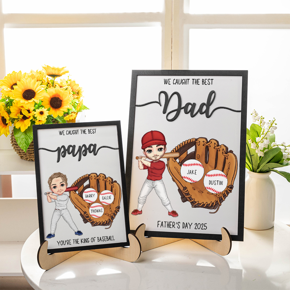 Plaque en bois personnalisée avec 1 à 8 noms Cadeau de fête des pères pour papa grand-père