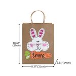 Personalized Cute Hand-drawn Style Bunny Carrot Kraft Paper Bags with Name Set of 3 Party Favor Happy Easter Gift for Kids