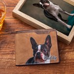 Personalisierte Haustier Porträt Ölmalerei Stil PU-Leder Herrn Geldbörse mit Namen Fächern Vatertag Geburtstag Geschenk für Haustierliebhaber