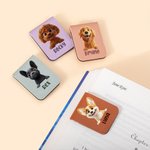 Segnalibro magnetico in pelle personalizzato con cane in stile cartone animato 3D e nome regalo di compleanno per amanti degli animali domestici