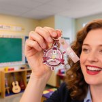 Personalized Wooden Rotatable Rudder Lighthouse Charm PU Leather Keychain with Name and Text Birthday Teacher's Day Appreciation Gift for Teacher