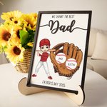 Personalized We Caught The Best Cartoon Baseball Character Wooden Plaque Frame with 1-8 Names Home Decor Father's Day Gift for Dad Grandpa