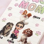 Personalized Dog Mom or Dad 3D Cartoon Character and 1-4 Dogs Building Block Puzzles with Name Home Decor Keepsake Birthday Gift for Dog Lovers