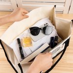 Personalised Birth Flower Knitting Needles Yarn Large Canvas Tote Bag with Name Travel Accessories Birthday Holiday Gift for Knitting Lovers