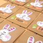 Personalized Cute Hand-drawn Style Bunny Carrot Kraft Paper Bags with Name Set of 3 Party Favor Happy Easter Gift for Kids