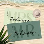 Juego de 2 toallas de playa personalizadas con el apellido de los recién casados, para luna de miel, viaje de novios y boda