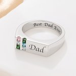 Personalizado 1-6 Birthstones Hombres Anillo con texto grabado Joyería de la Familia Día del Padre Cumpleaños Regalo para Papá Abuelo