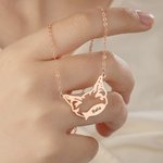 Personalisierte zierliche niedliche Hund Katze Ohren Halskette mit Namen Jahrestag Geburtstag Geschenk für Hund Katze Besitzer