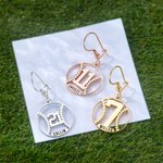 Personalised Baseball Silhouette Stainless Steel Earrings with Name and Number Game Day Team Birthday Gift for Baseball Mom Athlete