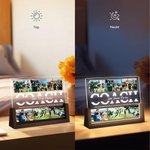 Personalisiertes 6 Foto-Collage Fußball Team Acryl LED-Nachtlicht mit Text Holzsockel Tischdeko Dankeschön Geburtstag Geschenk für Trainer Sportfans