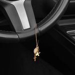 Personalized Zircon Virgin Mary and Cross Steering Wheel Rosary Charm with Bubble Initial Car Decor Prayer Safety Birthday Gift for Drivers Christians
