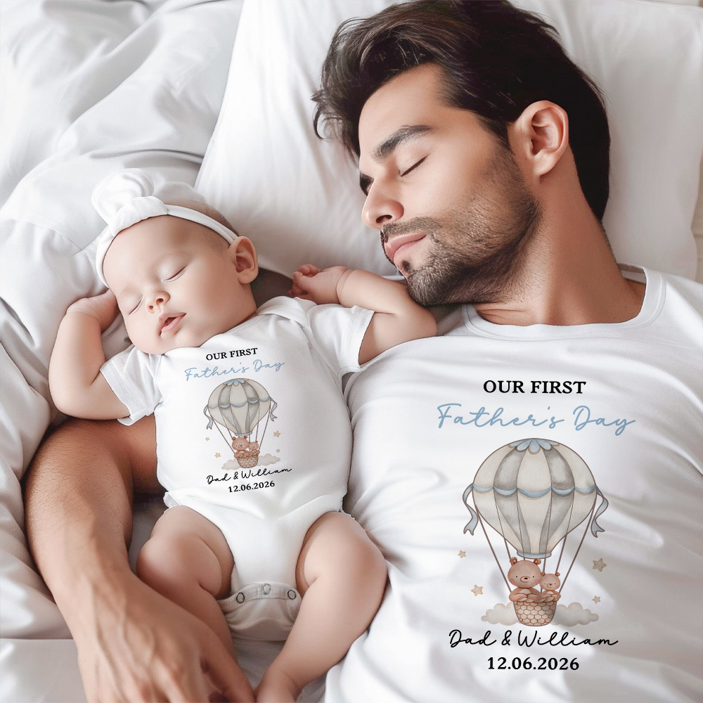 T-shirt 100% coton pour bébé avec nom et date Cadeau d'anniversaire de la fête des pères pour la famille