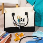 Personalized Cartoon Medical Character Large Capacity Canvas Tote Bag with Name Birthday Appreciation Gift for Nurse Doctor Medical Staff
