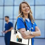 Personalized Cartoon Medical Character Large Capacity Canvas Tote Bag with Name Birthday Appreciation Gift for Nurse Doctor Medical Staff