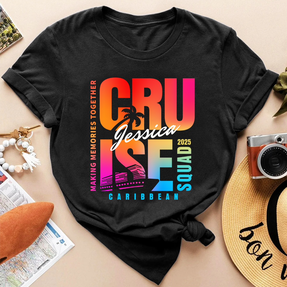 Personnalisé In My Cruise Era 100% coton Bodysuit Adulte Enfant T-shirt avec Nom Travel Essentials Cadeau d'Anniversaire pour Famille Amoureux de la Croisière