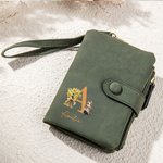 Personalisierte Geburt Blumenstrauß Cartoon Charakter Leder gefaltetes Portemonnaie mit Namen und Initialen Geburtstag Jahrestag Geschenk für Frauen