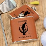 Bouteille de liqueur en cuir PU personnalisée avec nom pour la fête des pères Cadeau d'anniversaire pour les hommes d'honneur Amoureux du golf