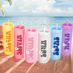 Henkilökohtainen monivärinen Daisy nimi 16 oz Matte Tumbler oljen kanssa Travel Beach Party tarvikkeet syntymäpäivälahja naisille tytöille