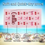 Personalizada Sweet Cherry Coquette Lazo Nombre De Secado Rápido De Gran Tamaño Toalla de Playa Vacaciones de Verano Imprescindible Regalo de Cumpleaños para Mujeres Niñas