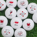 Personalized Funny Red Kiss Lip Heart Set of 3 Golf Ball with Names Birthday Valentine's Day Anniversary Gift for Golf Lover Couple