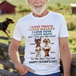Personalized Happy Father’s Day 3D Cartoon Dog Soft T-shirt Sweatshirt with Name Father’s Day Birthday Gift for Dad Pet Lovers