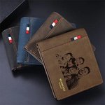 Portefeuille personnalisé en cuir PU avec 1-16 noms gravés et fentes pour cartes Anniversaire Fête des Pères Cadeau pour Grand-père Papa
