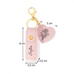 Estuche para pintalabios personalizado de cuero PU con el nombre y flor llavero con espejo accesorios de maquillaje regalo de cumpleaños para mujeres