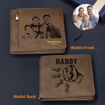 Portefeuille personnalisé en cuir PU avec 1-16 noms gravés et fentes pour cartes Anniversaire Fête des Pères Cadeau pour Grand-père Papa