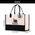 Personalized Cartoon Medical Character Large Capacity Canvas Tote Bag with Name Birthday Appreciation Gift for Nurse Doctor Medical Staff