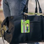 Personalised Multicolor Shadow Monogram Stripe Cartoon Character Luggage Tag Travel Accessories Birthday Gift for Family Kids