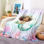 Personalized Fantasy Mermaid Princess Underwater World Soft Throw Blanket with Name Home Decor Birthday Gift for Girls