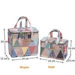 Sac à Lunch Isotherme Personnalisé avec Nom Motif de Patchwork à l'Ancienne Cadeau pour Amateurs de Pique-nique
