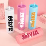 Henkilökohtainen monivärinen Daisy nimi 16 oz Matte Tumbler oljen kanssa Travel Beach Party tarvikkeet syntymäpäivälahja naisille tytöille