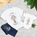 Personalized Our First Father's Day 100% Cotton T-Shirt Baby Bodysuit Matching Set with Name and Date Father's Day Anniversary Gift for Family