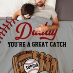 Personalised Baseball Glove 1-8 Names Multicolor Soft Throw Blanket with Title and Text Home Decor Birthday Gift for Baseball Lovers