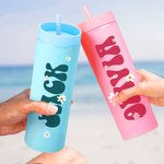 Henkilökohtainen monivärinen Daisy nimi 16 oz Matte Tumbler oljen kanssa Travel Beach Party tarvikkeet syntymäpäivälahja naisille tytöille