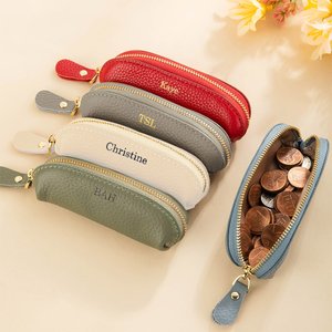 Personalised Multicolor Mini Genuine Leather Coin Handbag Makeup Bag with Name Daily Travel Accessories Birthday Gift for Women