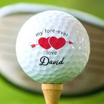 Personalized Funny Red Kiss Lip Heart Set of 3 Golf Ball with Names Birthday Valentine's Day Anniversary Gift for Golf Lover Couple